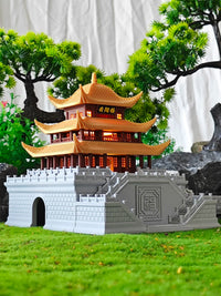 Miniature Ancient Chinese Architecture Aquarium Ornament - Yueyang Tower Mountain Rock Decor
