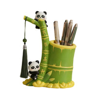 Panda Bamboo Pen Holder Ornament, Desktop Stationery Organizer, Student Gift