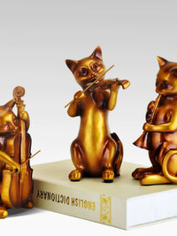 Creative Cute Cat Figurine Resin American Country Style Home Decor Luxury Band Crafts Ornaments