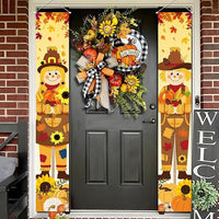 Thanksgiving Scarecrow Theme Porch Banner Door Decoration Flag