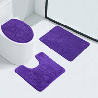 Faux Cashmere Absorbent Non-Slip Bathroom Mat Set - Solid Color Plush Toilet Rugs for Home