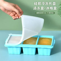 Large 3-Compartment Silicone Ice Cube Tray with Lid - Food Grade Leak-Proof Square Ice Mold for Big Ice Cubes