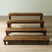 Carbonized Wood Tiered Plant Stand Outdoor Garden Patio Bench