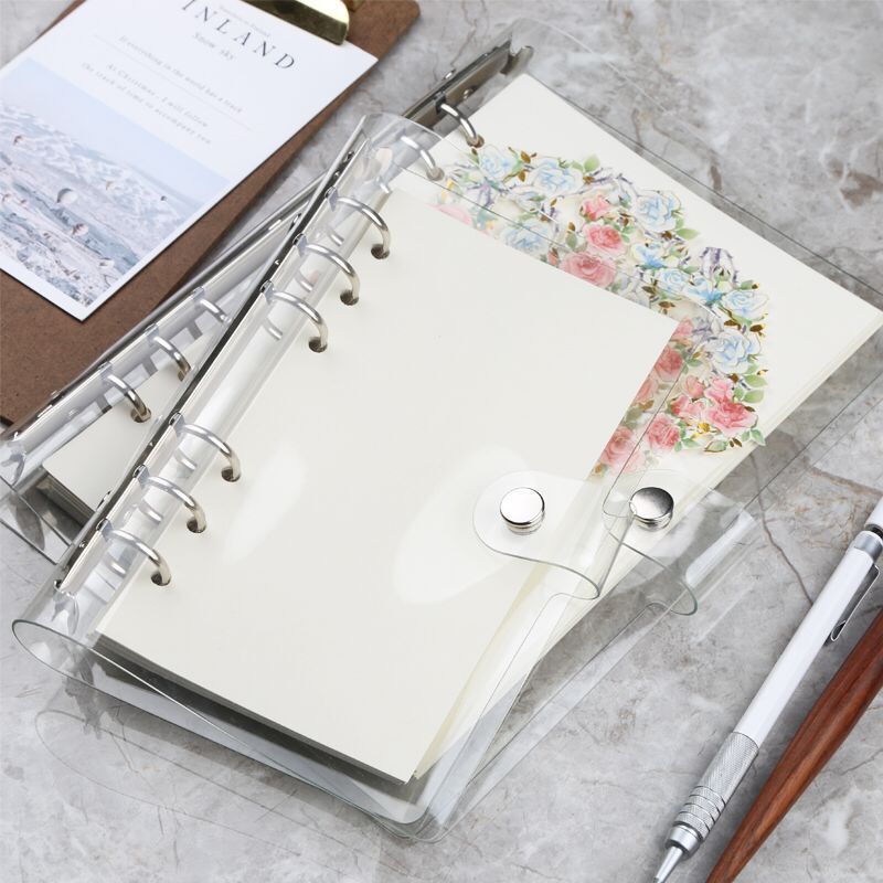 Transparent PVC Loose-Leaf Notebook Cover for Travel Journals and Planners