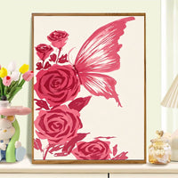 DIY Butterfly Floral Digital Oil Painting Kit for Adults, Acrylic Paint by Number Wall Art Decor