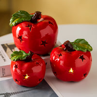 Ceramic Red Apple Night Light Ornament for Desktop Decoration