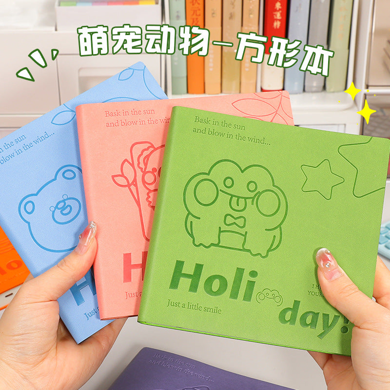 Cartoon Blank Square Notebook Lay-Flat Sketchbook for Travel and Art