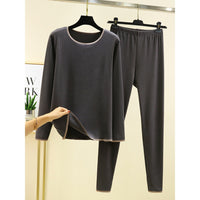 Women's Thermal Underwear Set, Thin Fleece Long Sleeve Top & Bottom for Autumn/Winter