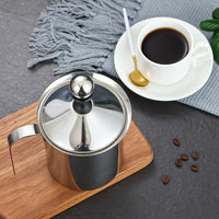 Double-Layer Stainless Steel Manual Milk Frother for Coffee and Cold Milk