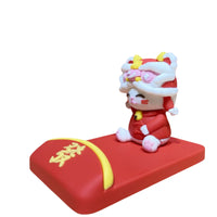Lucky Cat Lion Dance Phone Stand Desktop Ornament Chinese New Year Gift