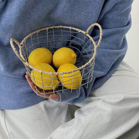 Nordic Retro Iron Art Fruit Basket for Desktop Storage and Snacks