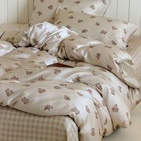 Cartoon Animal Tencel Lyocell 4-Piece Bedding Set for Dogs and Cats, Cool Silk Duvet Cover and Flat Sheet