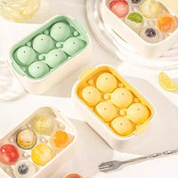Silicone Sphere Ice Cube Tray with Press-Type Lid, 6-Cavity Round Ice Ball Maker for Home Bar