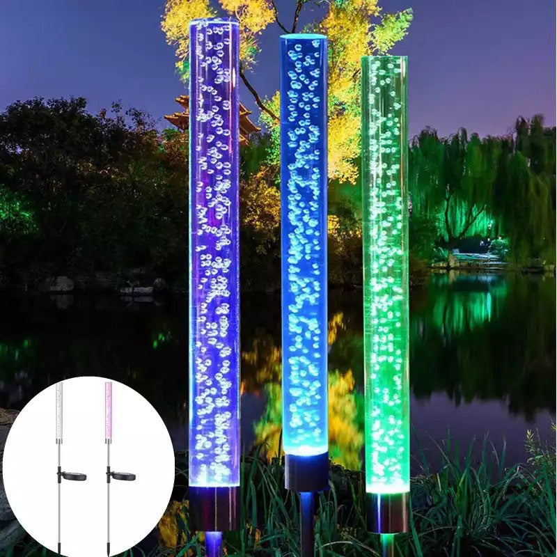 Solar Acrylic Rod Garden Ambient Lighting Outdoor Waterproof Ground Plug Lawn Landscape Lamp RGB Bubble Column