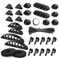 Self-Rolling Braided Cable Sleeve Organizer Kit with Adhesive Cable Clips and Reusable Fastening Ties for Home Office