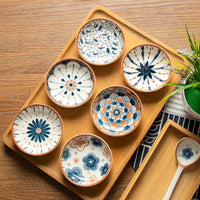 Japanese Style Ceramic Sauce Dishes Set - Creative Floral Dipping Bowls for Appetizers & Condiments