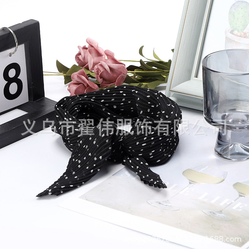 Chiffon Square Scarf with Pleated Texture and Printed Pattern
