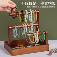 Solid Wood Jewelry Display Stand for Necklaces Bracelets and Collectibles, Multi-tier Organizer