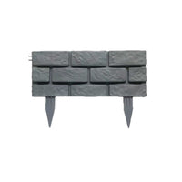 Garden Decorative Stone-Look Plastic Fence Panels, Interlocking Lawn Edging, 4-Piece Set