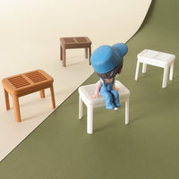 Dollhouse Miniature Vanity Stool Bathroom Seat Dining Chair Model Furniture