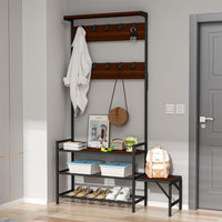 Multi-functional Entryway Coat Rack with Shoe Storage