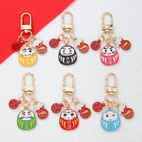 Japanese Daruma Doll Mount Fuji Alloy Keychain for Bags and Cars