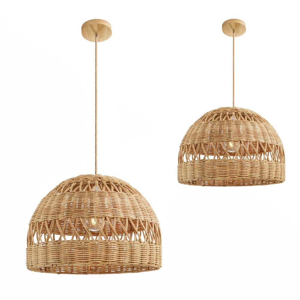 Nordic Hand-Woven Rattan Pendant Light Shade for Living Room Dining Room Bedroom Decor