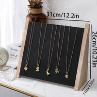 Double-Layer Wooden Necklace Display Stand for Jewelry Organization and Exhibition