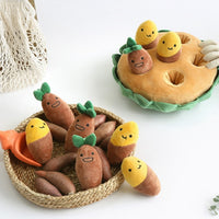 Interactive Sweet Potato Snuffle Toy for Dogs - Squeaky Plush Food Hiding Puzzle