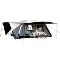 Outdoor 10-Person Blackout Double-Layer Camping Tent with Car Tail Extension, Waterproof for Large Group Camping