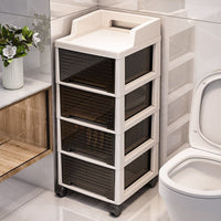 Waterproof Bathroom Storage Cabinet with Drawers and Wheels, Multi-layer Floor Standing Organizer Cart