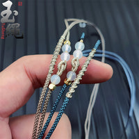 Hand-Woven Pendant Cord Necklace with Gold Thread Detailing for DIY Jewelry