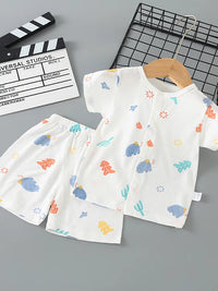 Infant Cotton Short Sleeve Pajama Set for Summer