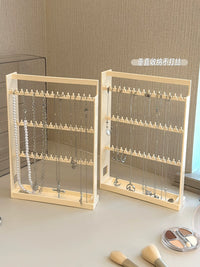Acrylic Dustproof Pull-Out Jewelry Organizer with Necklace Hanger and Earring Display
