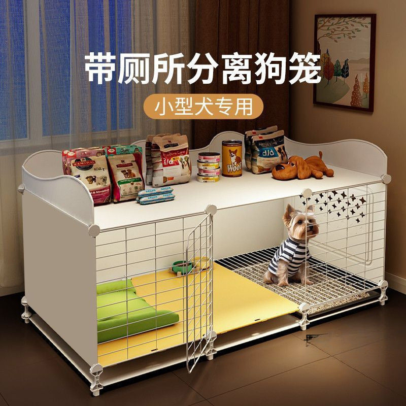 Luxury Dog Crate with Separate Toilet Area, Large Space Villa Design for Small to Medium Dogs, One Bedroom, One Living Room, One Bathroom