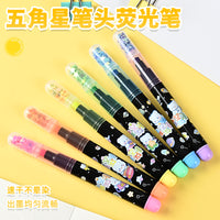 Star-Shaped Highlighter Pen Set for Students - Quick Dry, Large Capacity, 6 Colors