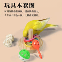 Parrot Ring Toss Toy Set with Chewable Bells and Rattles for Small to Medium Birds