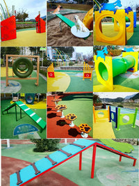 Outdoor Pet Dog Agility Training Tunnel and Hurdle Obstacle Course Set for Sensory Integration and Physical Exercise