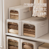 Foldable Cotton Linen Storage Box for Clothes and Quilts, Washable Large Capacity Home Organizer
