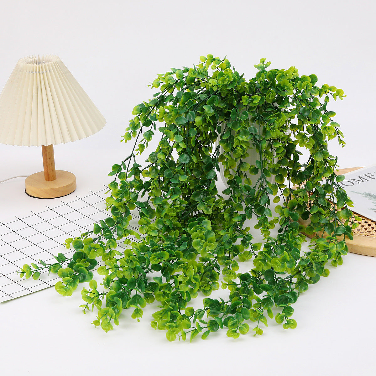 Artificial Eucalyptus Garland Vine for Ceiling Balcony Decoration Plastic Fake Green Plant Wall Hanging Floral Art