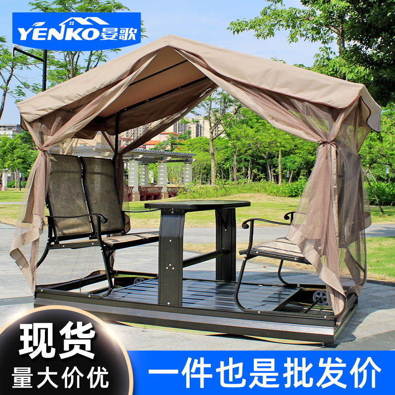Outdoor Patio Villa Four-Person Power Swing Chair Leisure Iron Art Open-Air Balcony Home Rocking Hanging Chair