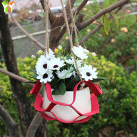 Round Leather Plant Hanger, Hollow Out Decorative Flower Pot Holder, Macrame Plant Basket for Indoor Outdoor Plants