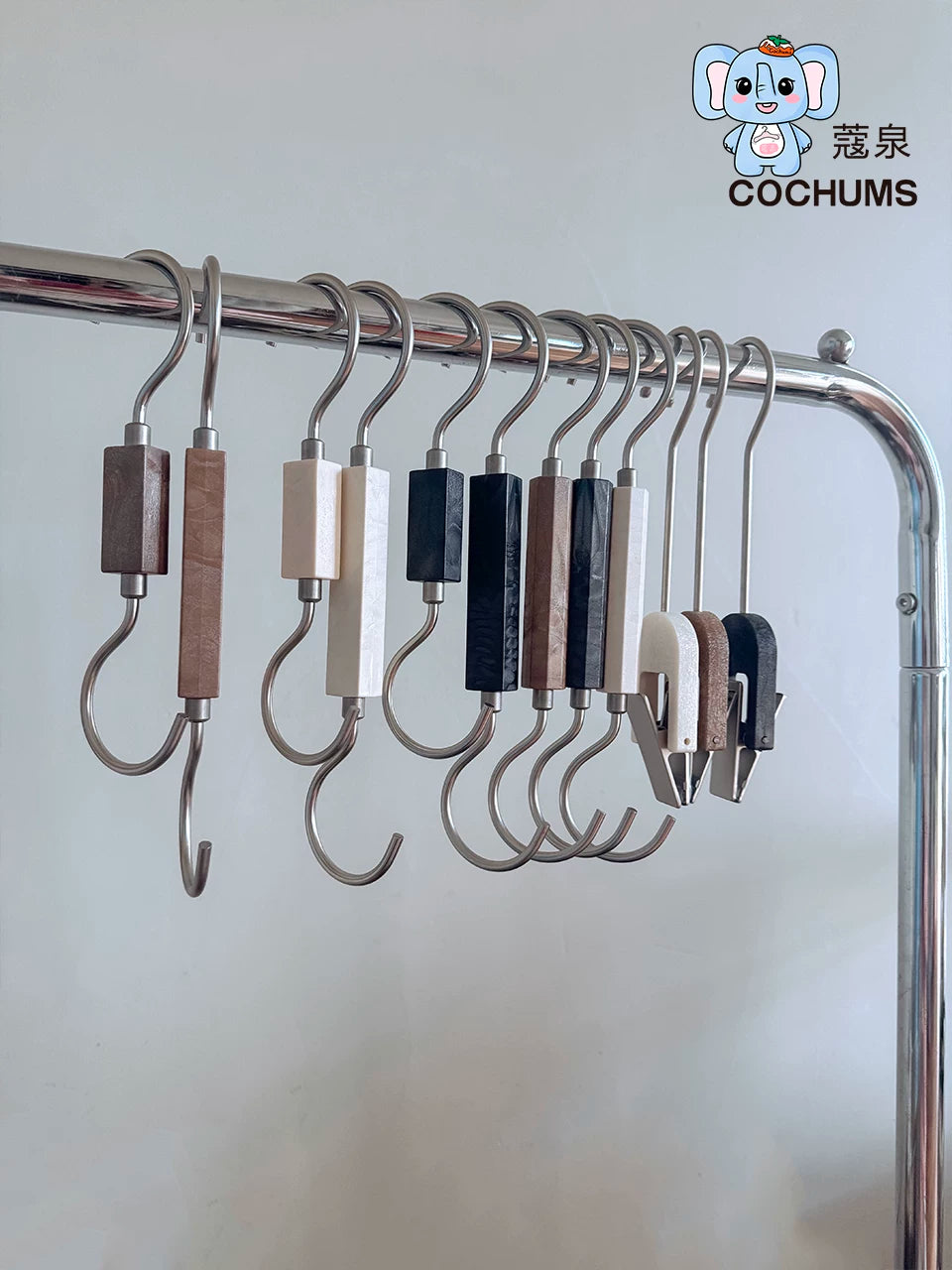Acrylic S-Hooks for Retail Display, Square Design for Jeans, Scarves, Belts, and Ties