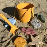 Silicone Beach Sand Toy Set with Bucket, Shovel, and Ocean Animal Molds for Sensory Play