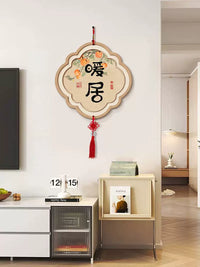 New Chinese Style Wall Decor Painting with Tassel for Living Room TV Background Entrance