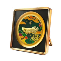 Golden Dragon Fish Gold Foil Art Ornament for Office and Home Decor