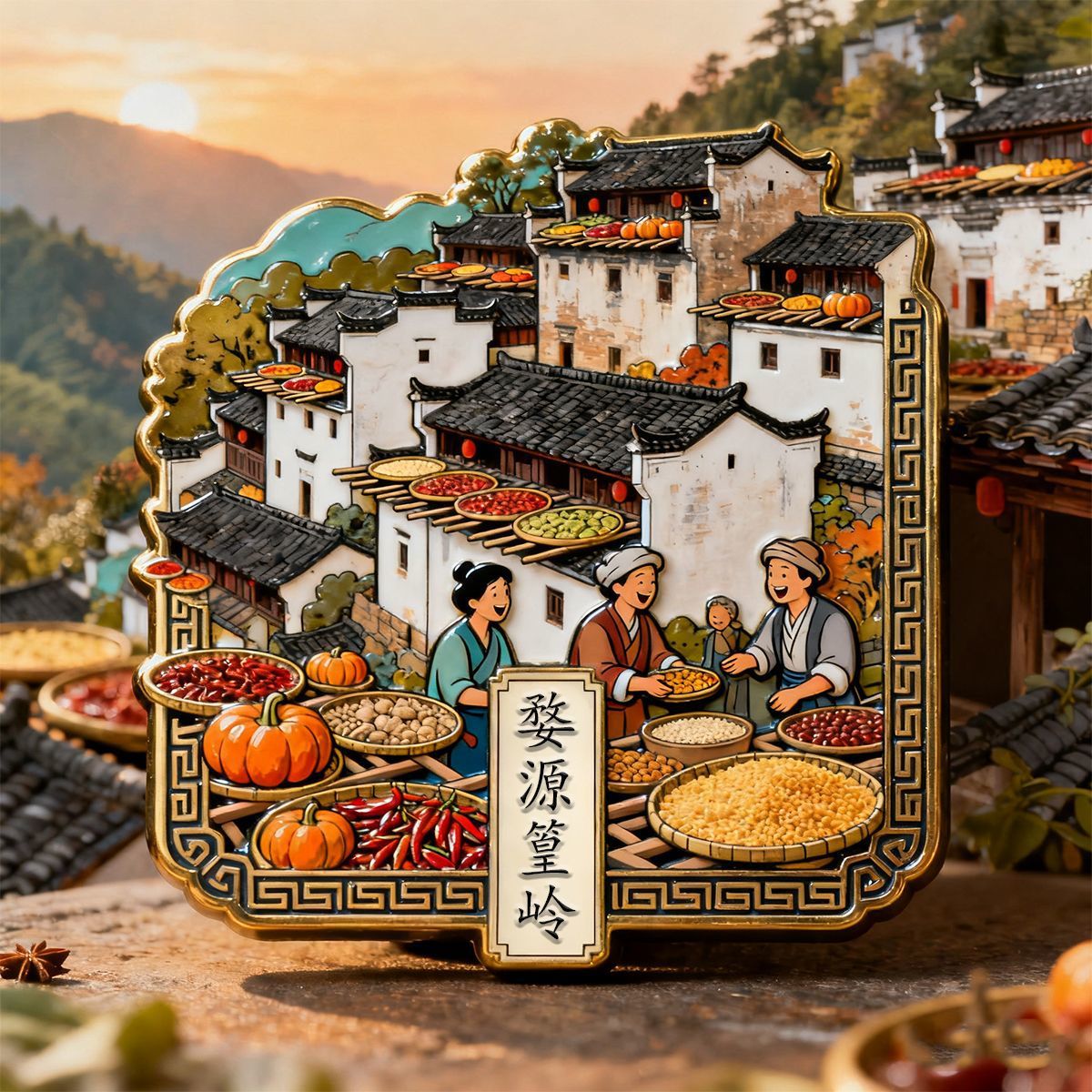 Chinese Cultural Souvenir Refrigerator Magnets - Wuyuan, Huangling, Wangxian Valley, Jingdezhen