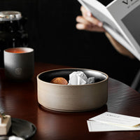 Wabi-Sabi Style Ceramic Desktop Trash Can for Home and Office