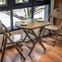 Solid Wood Foldable Half-Round Wall-Mounted Dining Table with Chairs for Small Spaces