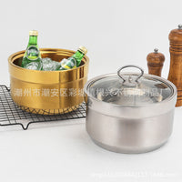 Double-Layer Stainless Steel Ice Bucket for Champagne and Wine, Commercial Bar & Hotel Use
